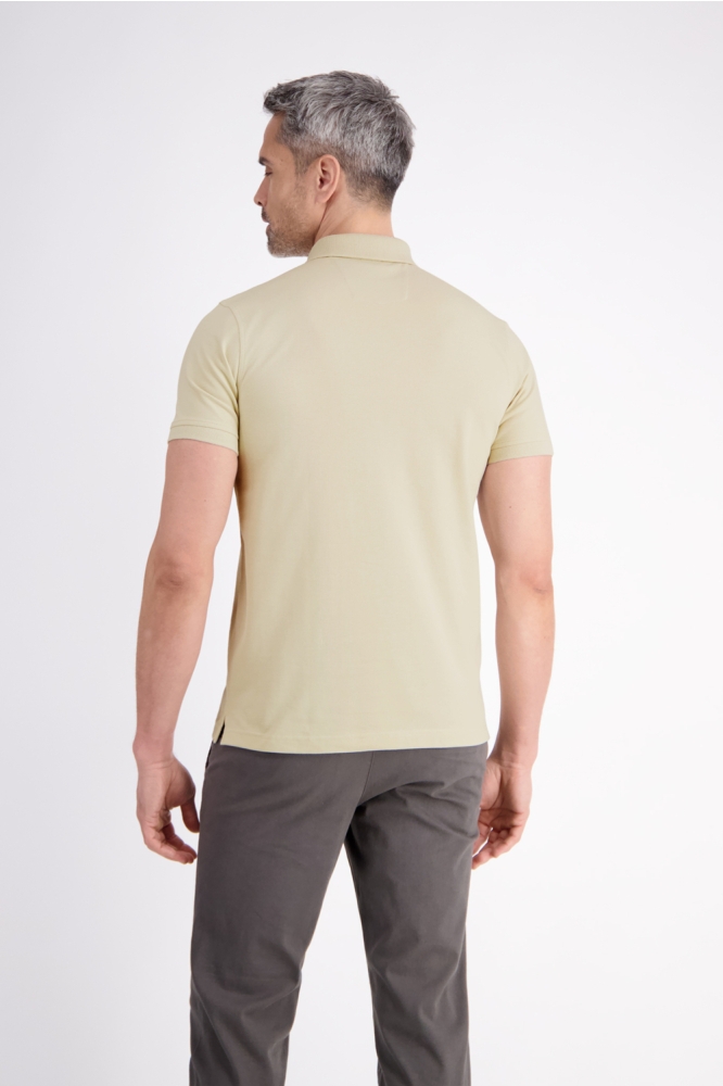 Lerros beige heren polo | Model achteraanzicht