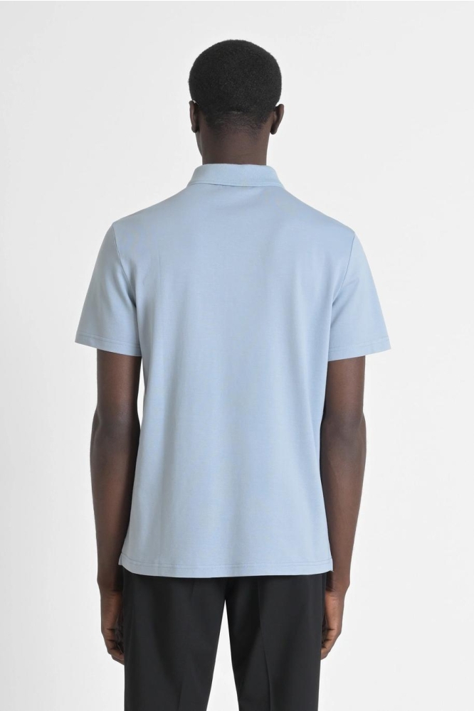 Antony Morato blauwe heren polo | Model achteraanzicht