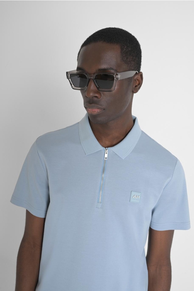 Antony Morato blauwe heren polo | Close up