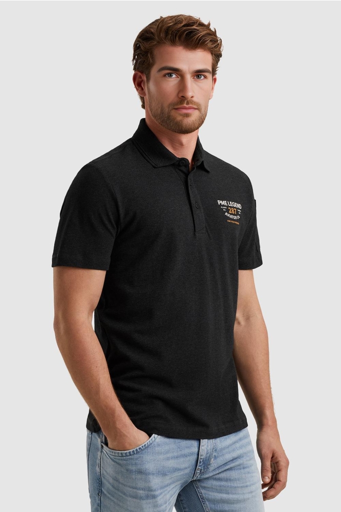 PME legend blauwe heren polo | Model zijaanzicht