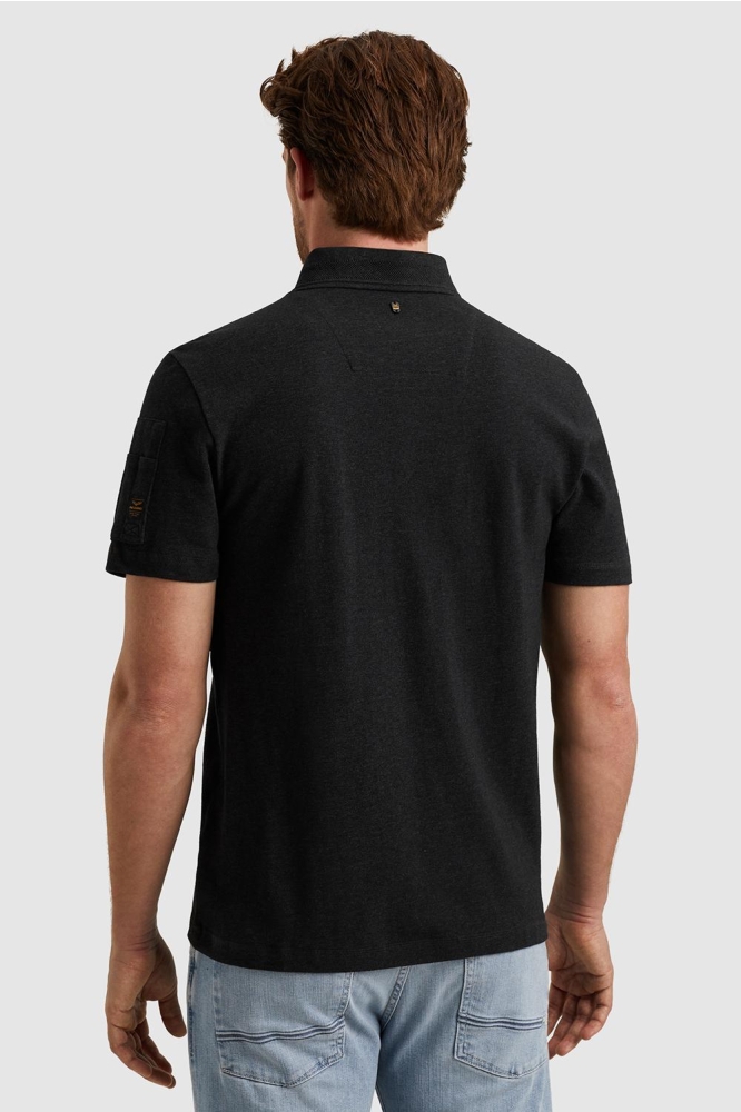 PME legend blauwe heren polo | Model achteraanzicht
