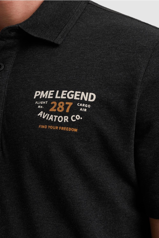 PME legend blauwe heren polo | Close up