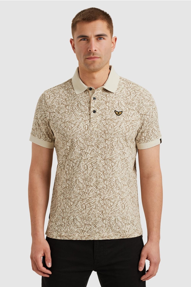 PME legend beige heren polo | Model vooraanzicht