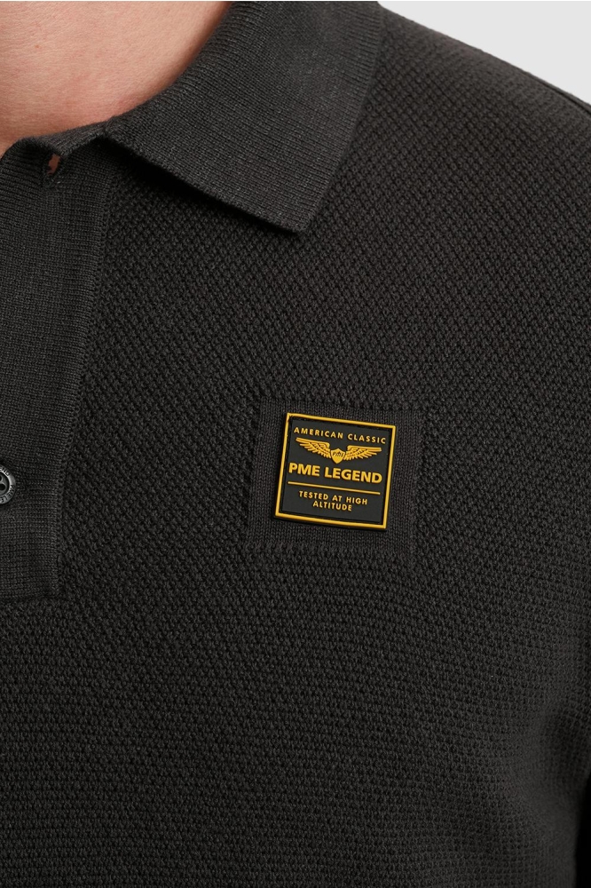 PME legend blauwe heren polo | Close up