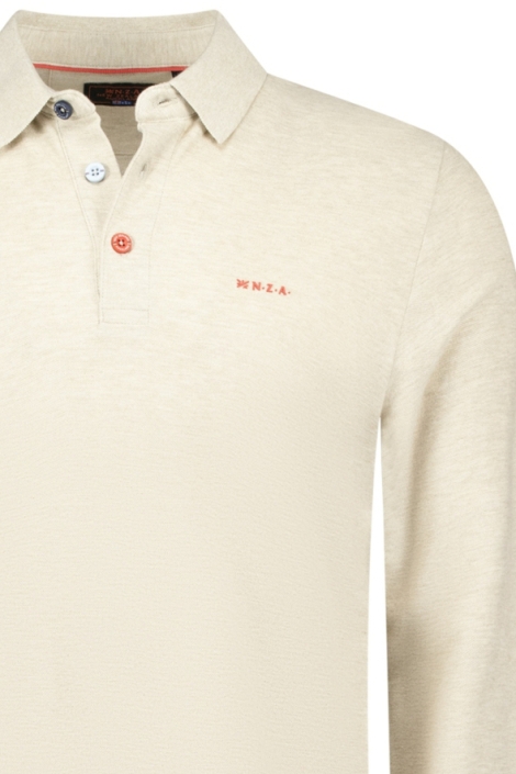 NZA beige heren polo | Close up