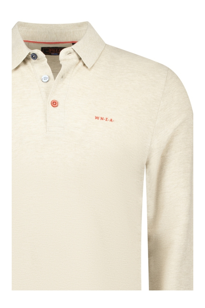 NZA beige heren polo | Close up