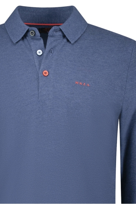 NZA blauwe heren polo | Close up