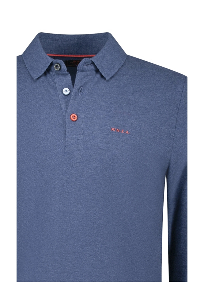 NZA blauwe heren polo | Close up