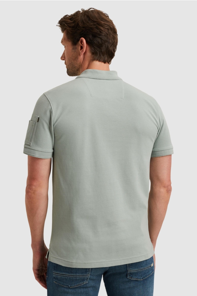 PME legend blauwe heren polo | Model achteraanzicht