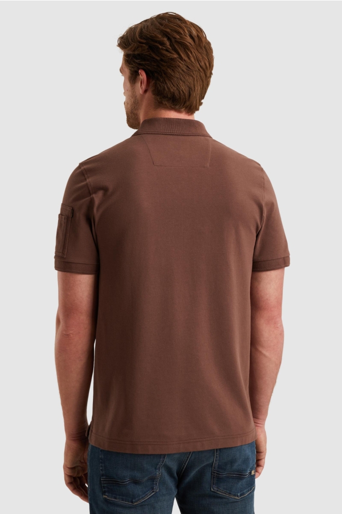 PME legend bruine heren polo | Model achteraanzicht