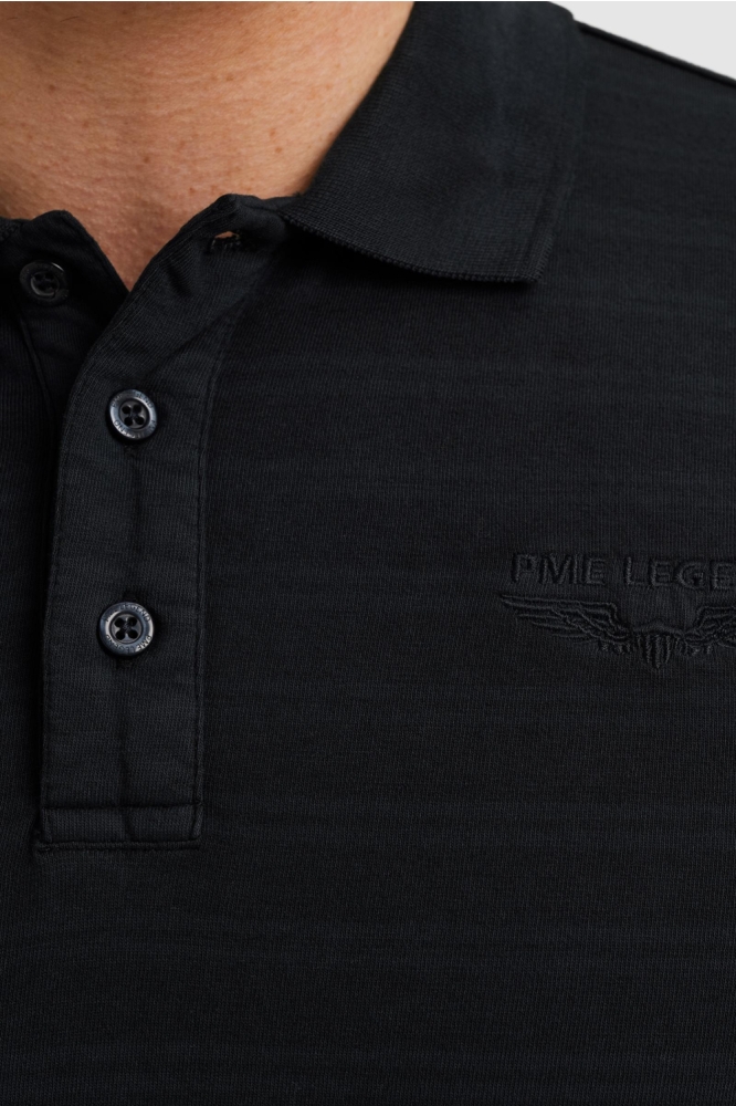 PME legend blauwe heren polo | Close up