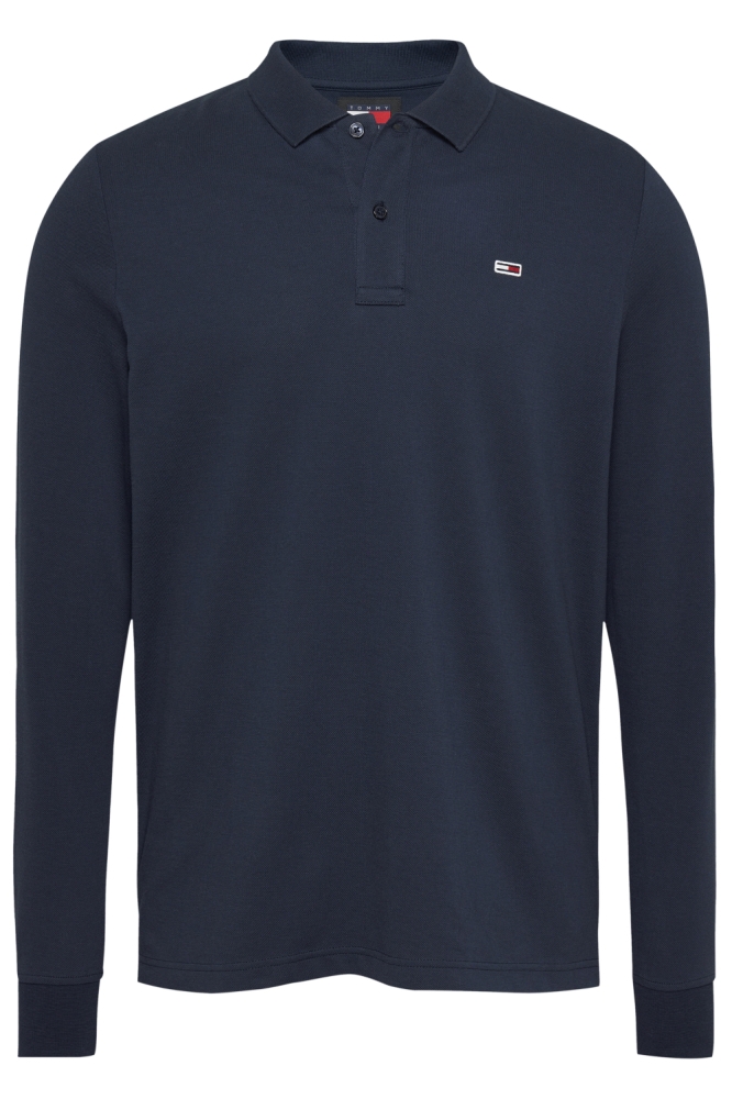 Tommy Jeans blauwe heren polo | Vooraanzicht