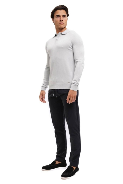 Malelions grijze heren polo | Model zijaanzicht