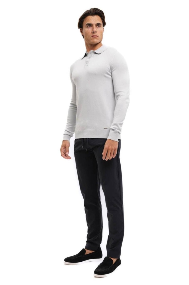 Malelions grijze heren polo | Model zijaanzicht