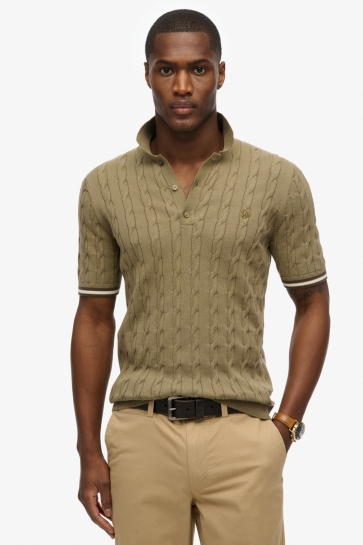 Superdry KNITTED TEXTURE S S POLO M1110441A ARTICHOKE GREEN