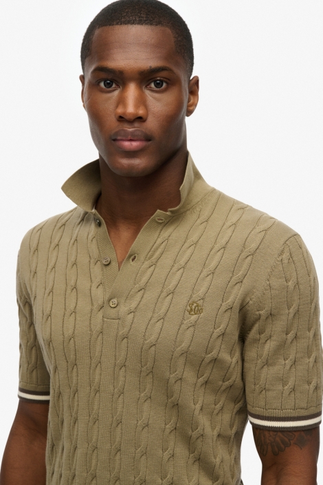 Superdry groene heren polo | Close up