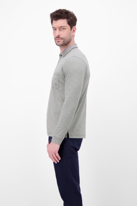 Lerros grijze heren polo | Model zijaanzicht