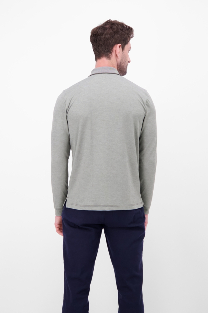 Lerros grijze heren polo | Model achteraanzicht