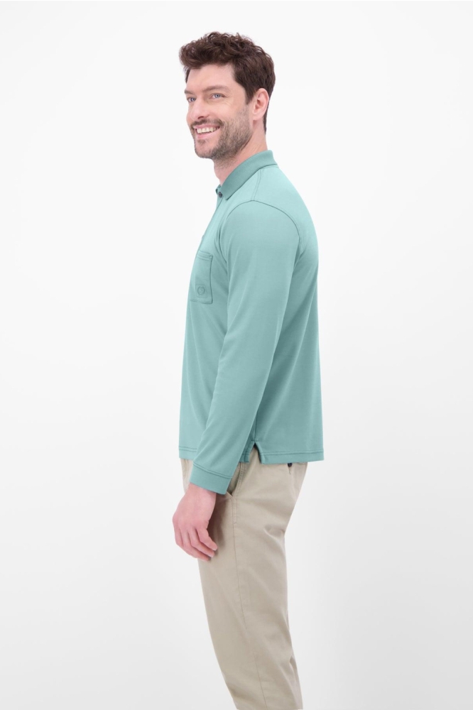 Lerros groene heren polo | Model zijaanzicht