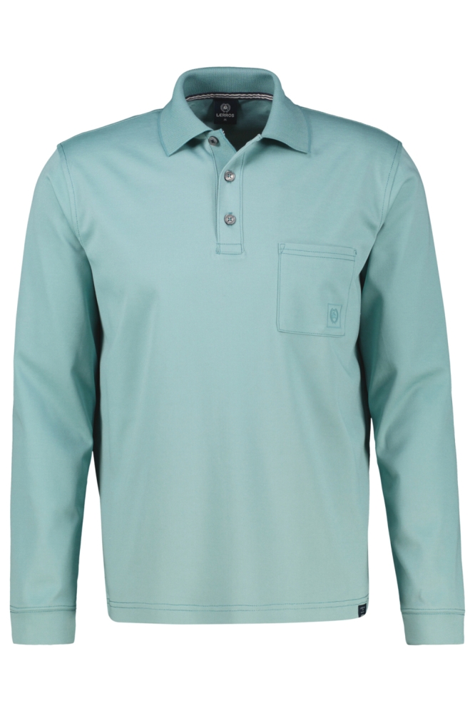 Lerros groene heren polo | Vooraanzicht