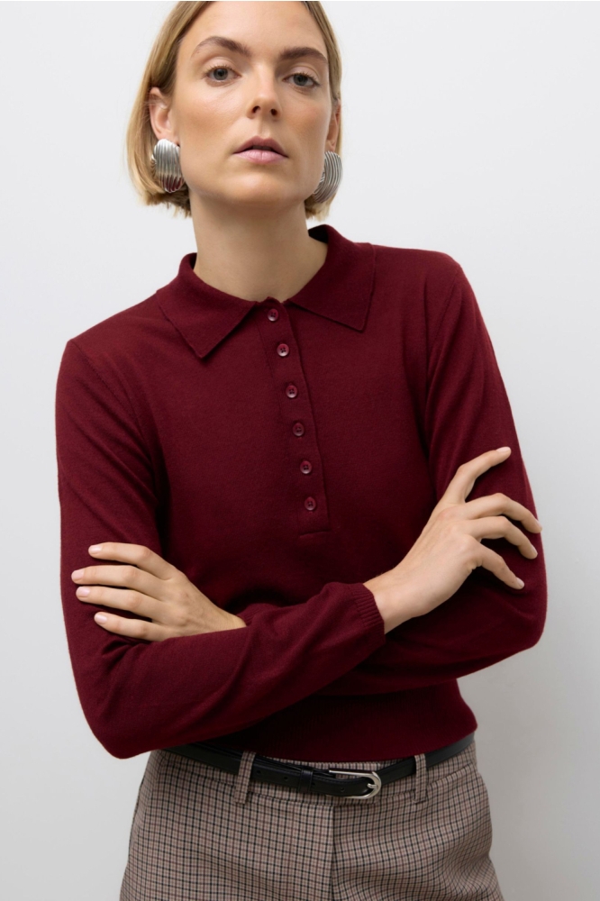 Vero Moda bordeaux dames t-shirt | Model vooraanzicht