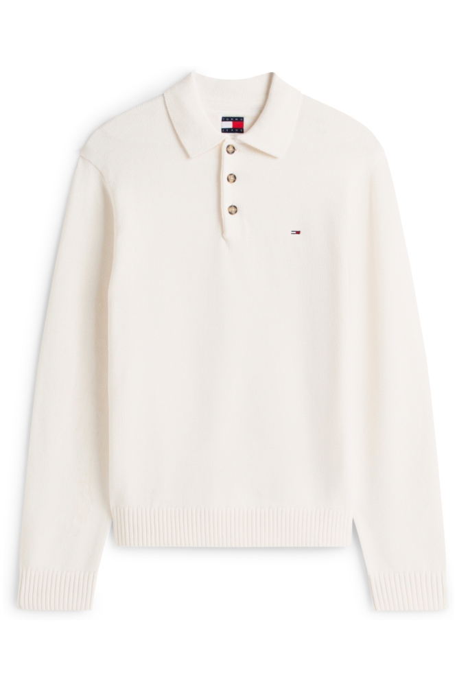 Tommy Jeans witte heren polo | Vooraanzicht