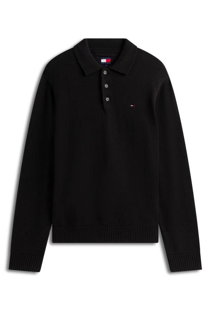 Tommy Jeans zwarte heren polo | Vooraanzicht
