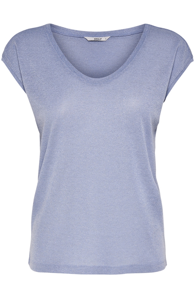 ONLSILVERY S/S V NECK LUREX TOP JRS 15136069 Halogen Blue
