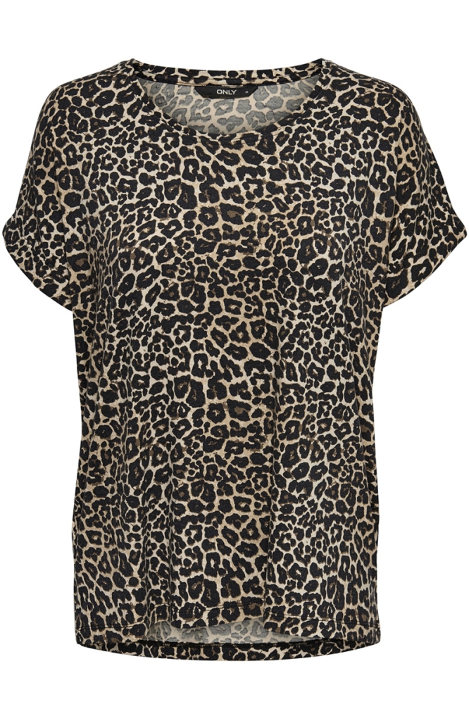 Only beige dames t-shirt | Vooraanzicht