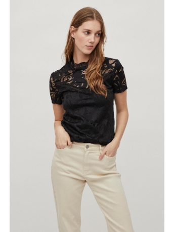 Vila T-shirt VISTASIA LACE S/S TOP - NOOS 14049852 Black