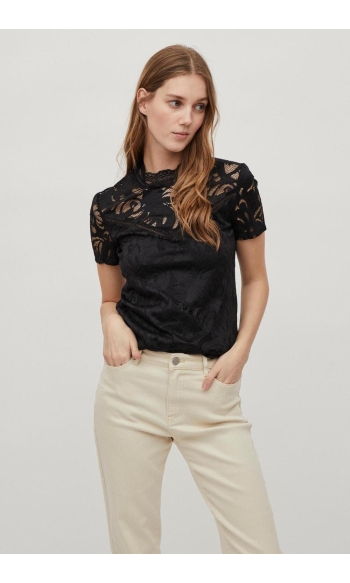 VISTASIA LACE S/S TOP - NOOS 14049852 Black