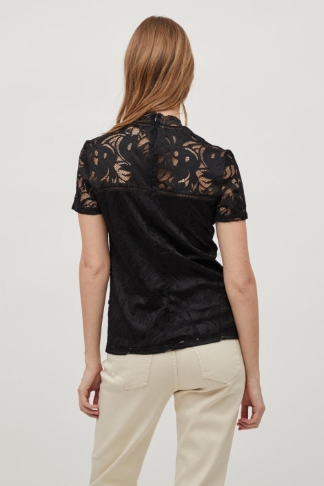 Vila zwarte dames t-shirt | Model achteraanzicht