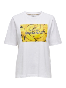 ONLAVA LIFE BOXY S/S FRUIT TOP CS J 15208637 Bright White/BANANA
