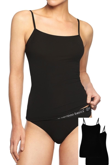 Bamboo basics Top VERA SPAGHETTI TOP BLACK