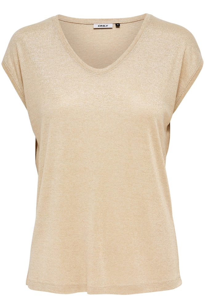 ONLSILVERY S/S V NECK LUREX TOP JRS 15136069 GOLD COLOUR