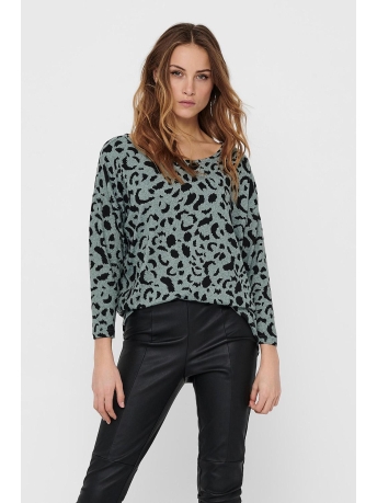 Only T-shirt ONLELCOS 4/5 AOP TOP JRS NOOS 15144286 Chinois Green/MOON DOT