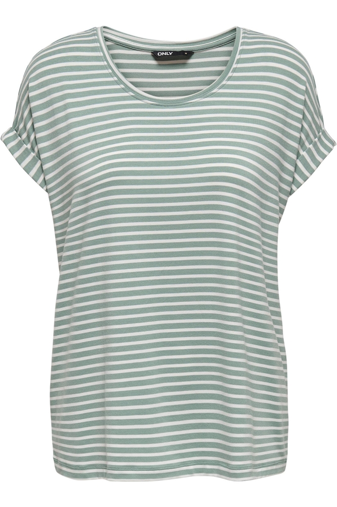 ONLMOSTER STRIPE S/S O-NECK TOP JRS 15206243 Jadeite/CLOUD DANC