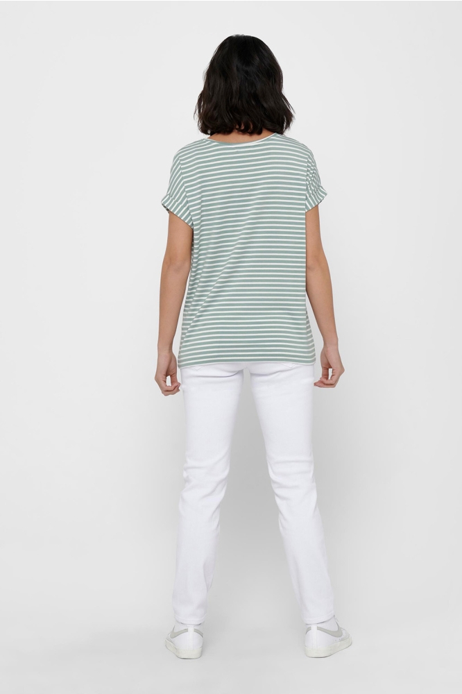 ONLMOSTER STRIPE S/S O-NECK TOP JRS 15206243 Jadeite/CLOUD DANC