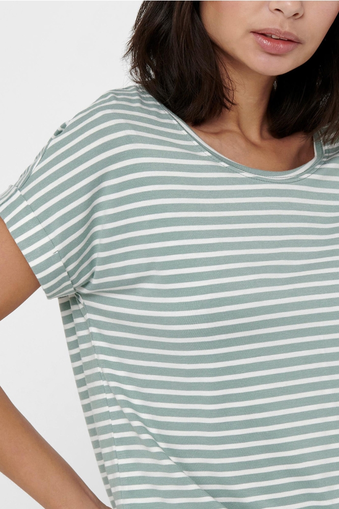 ONLMOSTER STRIPE S/S O-NECK TOP JRS 15206243 Jadeite/CLOUD DANC