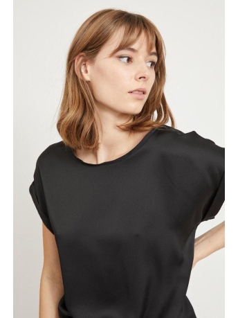 Vila T-shirt VIELLETTE S/S SATIN TOP/SU - NOOS 14059563 Black