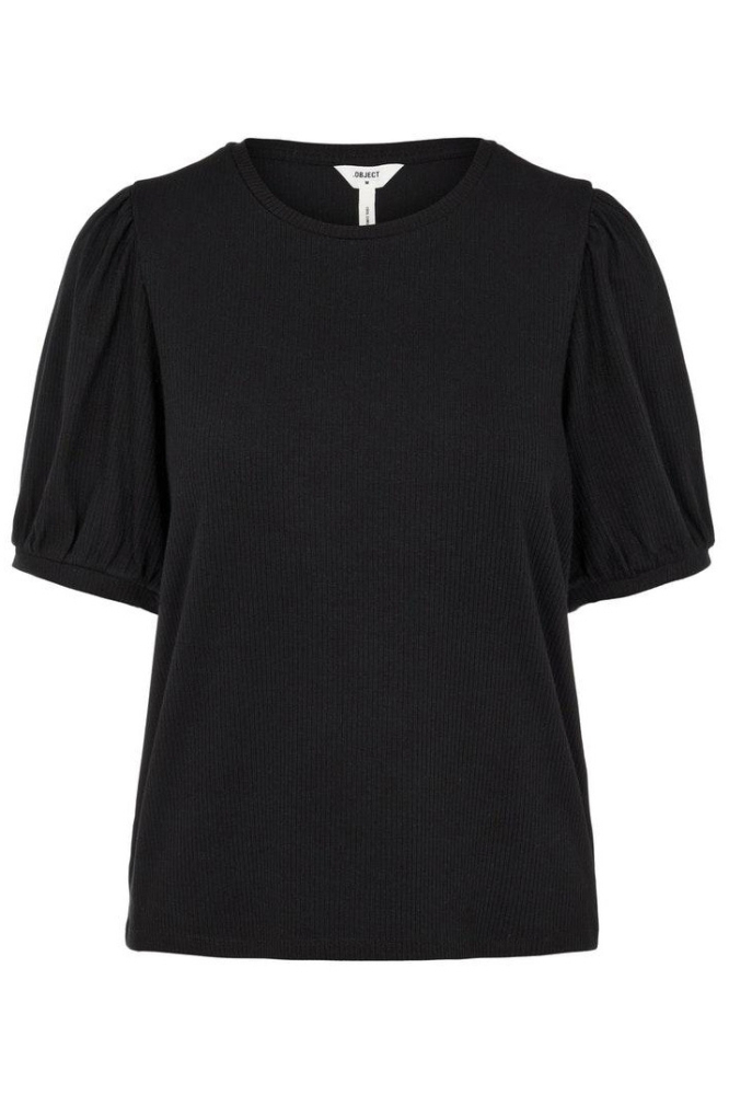 Object zwarte dames t-shirt | Vooraanzicht