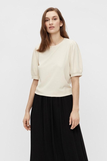 Object T-shirt OBJJAMIE S/S TOP NOOS 23034454 Sandshell