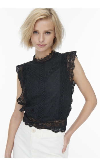 ONLKARO S/L LACE TOP WVN 15204604 BLACK