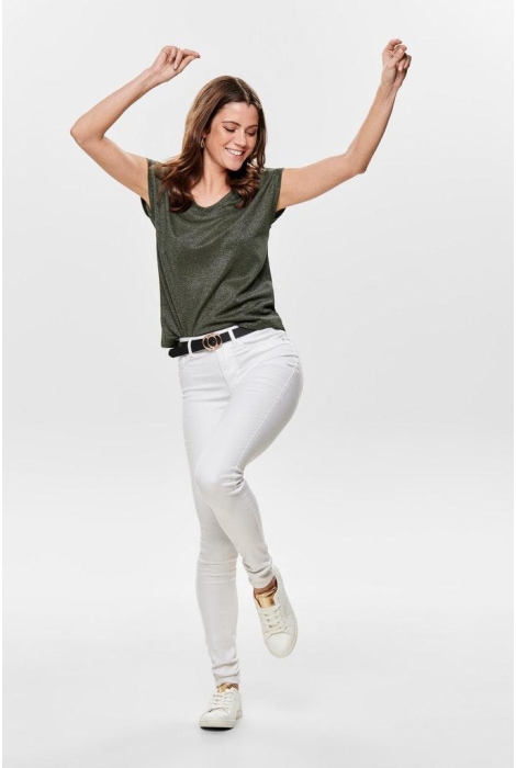 onlsilvery s/s v neck lurex top jrs 15136069 only t-shirt kalamata