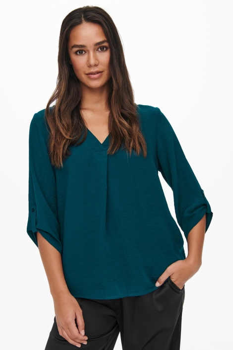 Jacqueline de Yong blauwe dames blouse | Model vooraanzicht