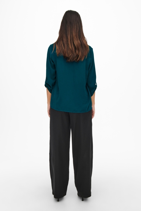 Jacqueline de Yong blauwe dames blouse | Model achteraanzicht