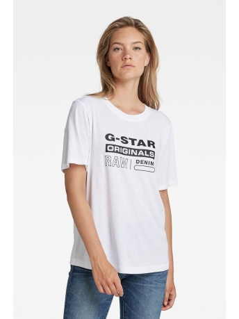G-Star RAW T-shirt ORIGINALS LABEL R T WMN 19953 4107 White