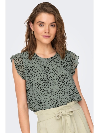 Only Top ONLANN STAR S/L FRILL TOP NOOS PTM 15251507 Seagrass/DOT LEO