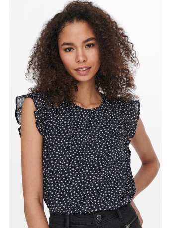 Only T-shirt ONLANN STAR S/L FRILL TOP NOOS PTM 15251507 Night Sky/DOT W. MAC