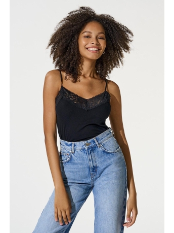 Only Top ONLTILDE RIB LACE SINGLET JRS 15203792 BLACK